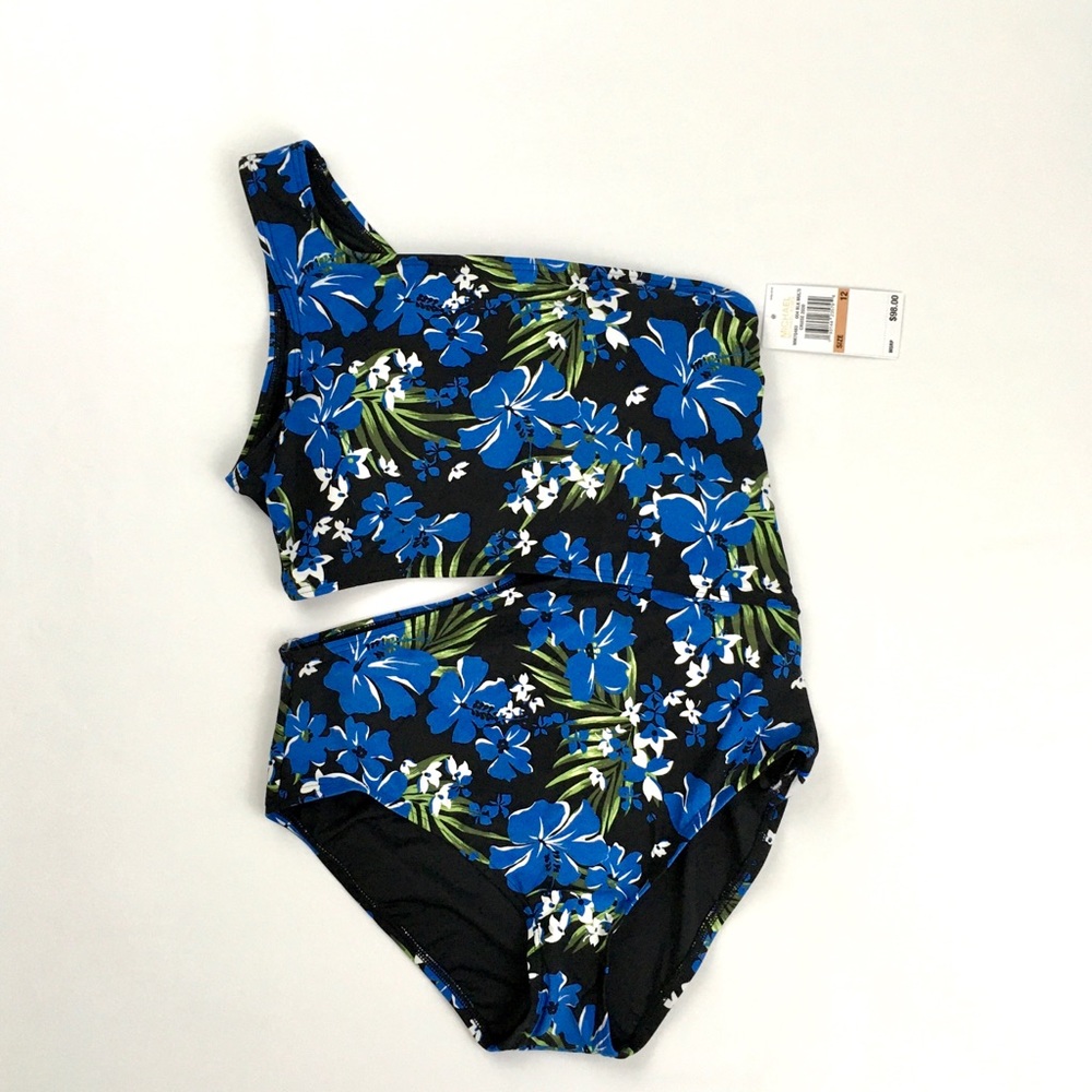 Michael Kors One Shoulder Cutout Waist Swimsuit